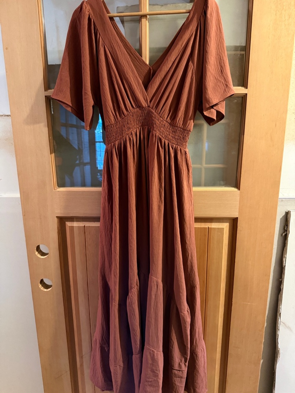 Baltic Born Delilah V-Neck  Maxi Dress in Terracotta